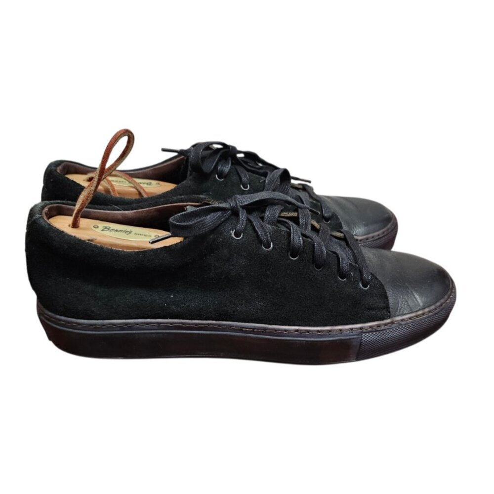 Acne Studios Black Leather Suede Low Top Sneakers Men EU 42 Lace Up Minimalist - Picture 5 of 13